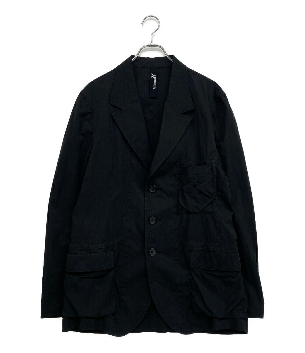 【中古】 グラウンド ワイ テーラードジャケット COTTON NYLON OXFORD LONG JACKET 24AW GO-J12-813 メンズ SIZE 3 GROUND Y｜Rehello by BOOKOFF