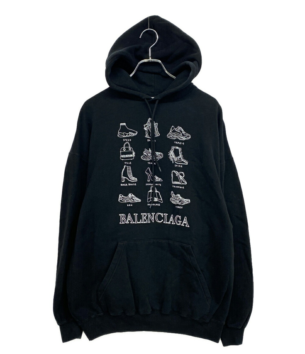 【中古】 バレンシアガ パーカー フーディ シューズモチーフプリント 20AW 578135 メンズ SIZE XS BALENCIAGA