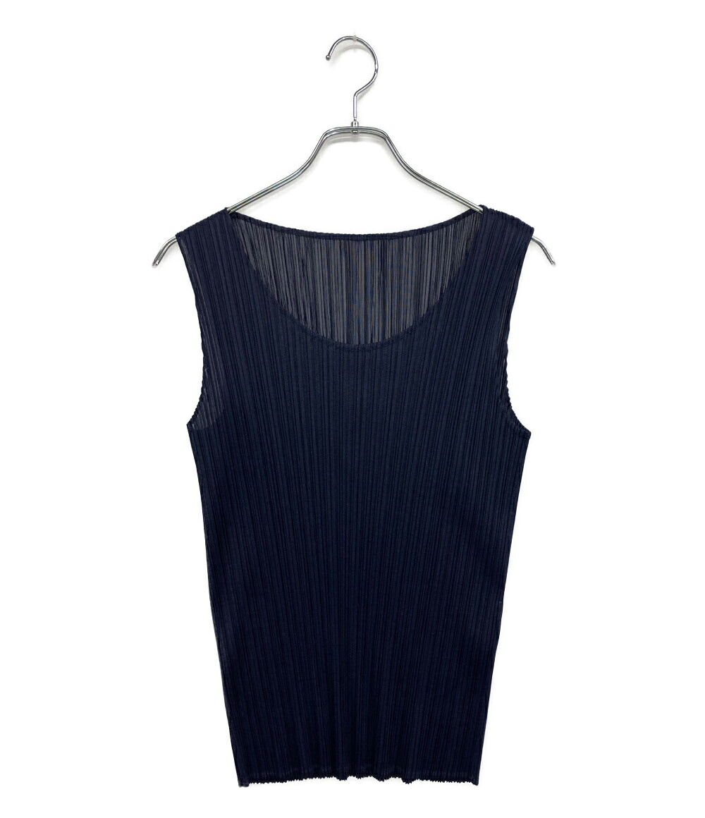 【中古】美品 プリーツプリーズ キャミソール ネイビー系 PP04-JK600 レディース SIZE 3 PLEATS PLEASE