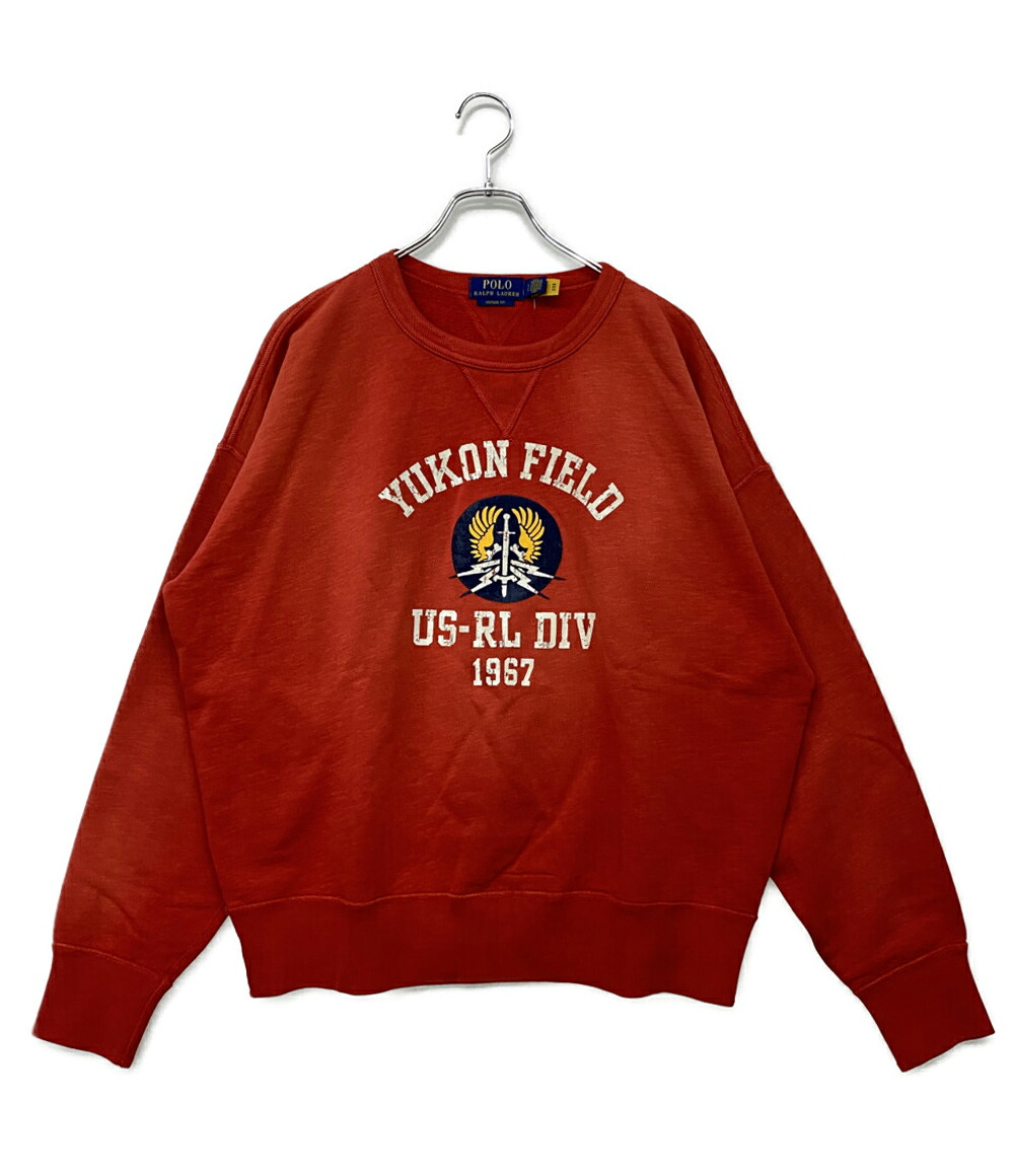 【中古】美品 ポロ・ラルフローレン 流汗 VINTAGE FIT FLEECE GRAPHIC SWEAT RED メンズ SIZE L POLO RALPH LAUREN