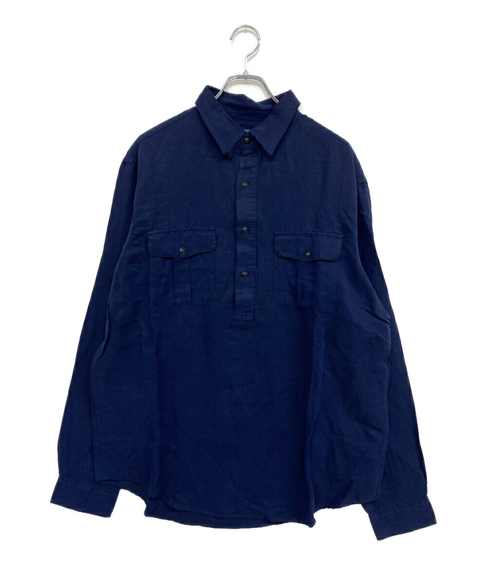 【中古】 ポロ・ラルフローレン 長袖シャツ CLASSIC FIT LINEN-SILK POPOVER NAVY メンズ SIZE L POLO RALPH LAUREN