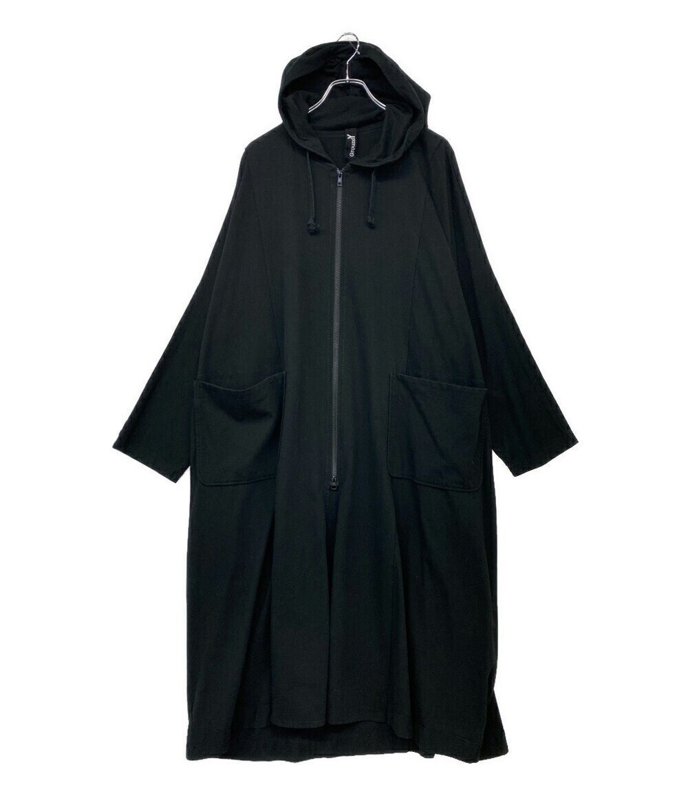 【中古】 グラウンド ワイ コート ロングジップパーカー ブラック GA-D04-040 メンズ SIZE 3 Ground Y|Rehello by BOOKOFF