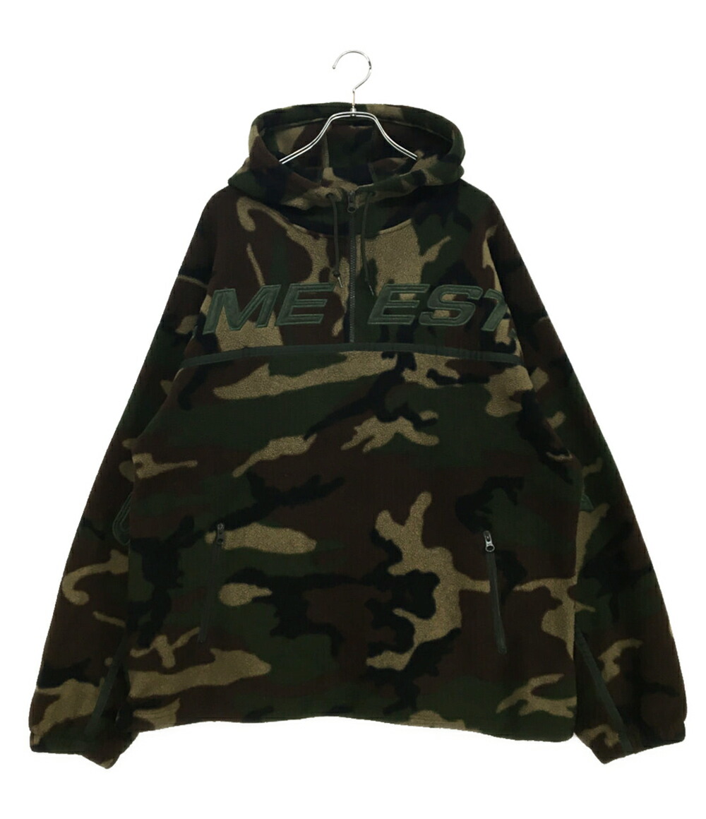 【中古】 シュプリーム 19AW Polartec フリースパーカー ハーフジップ カモ メンズ SIZE XL Supreme