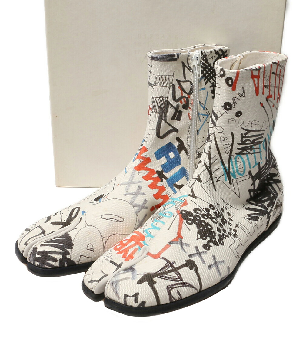 【中古】 メゾンマルジェラ グラフィックデザインキャンバス 足袋ブーツ 20ss メンズ SIZE 43 Maison Margiela22