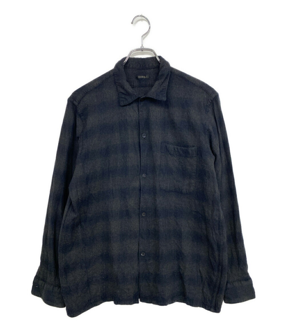 【中古】 コモリ 長袖シャツ ウールチェック オープンカラーシャツ 22AW W03-02018 メンズ SIZE 2 COMOLI 22,484円