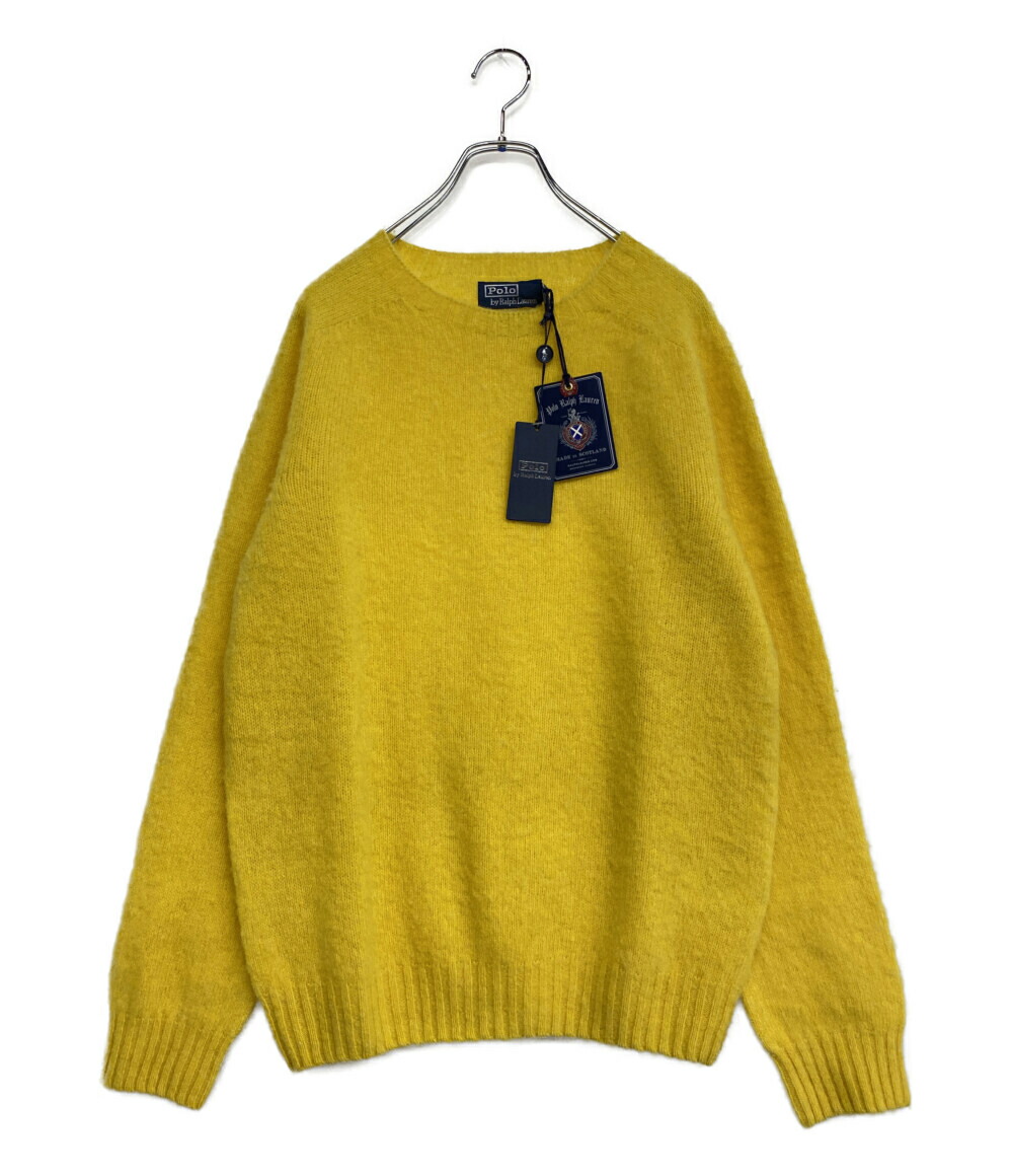 【中古】美品 ポロ・ラルフローレン ニット SCOTLAND製 シャギードッグ イエロー メンズ SIZE L POLO RALPH LAUREN