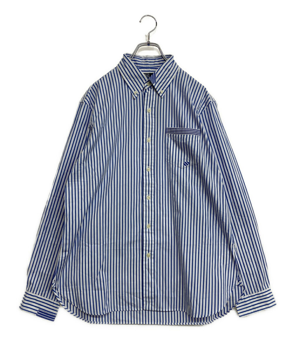 【中古】美品 ポロ・ラルフローレン 長袖プルオーバー CLASSIC FIT DISTRESSED STRIPED 青み メンズ SIZE L POLO RALPH LAUREN