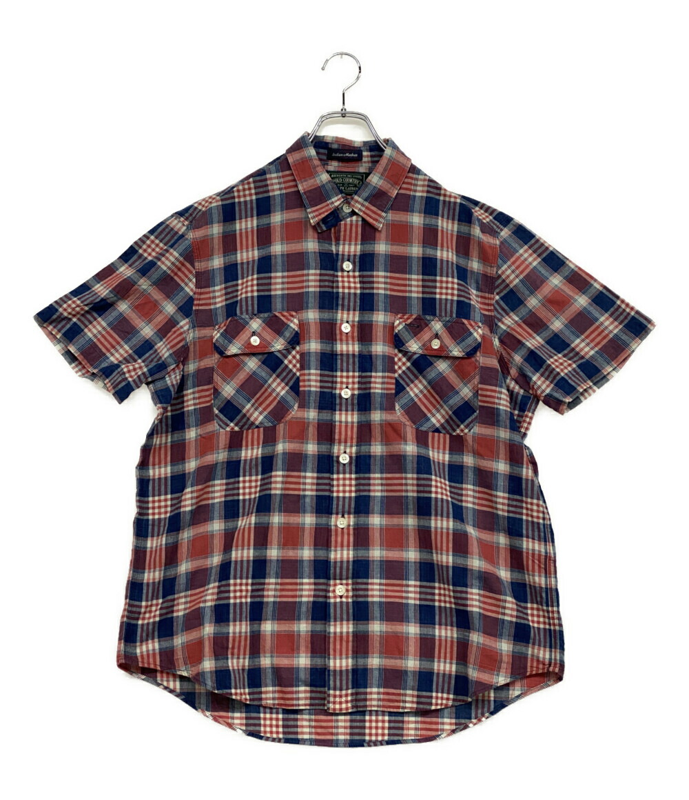 【中古】 ポロカントリー 半袖シャツ CLASSIC FIT INDIGO PLAID WORK チェック メンズ SIZE L POLO COUNTRY