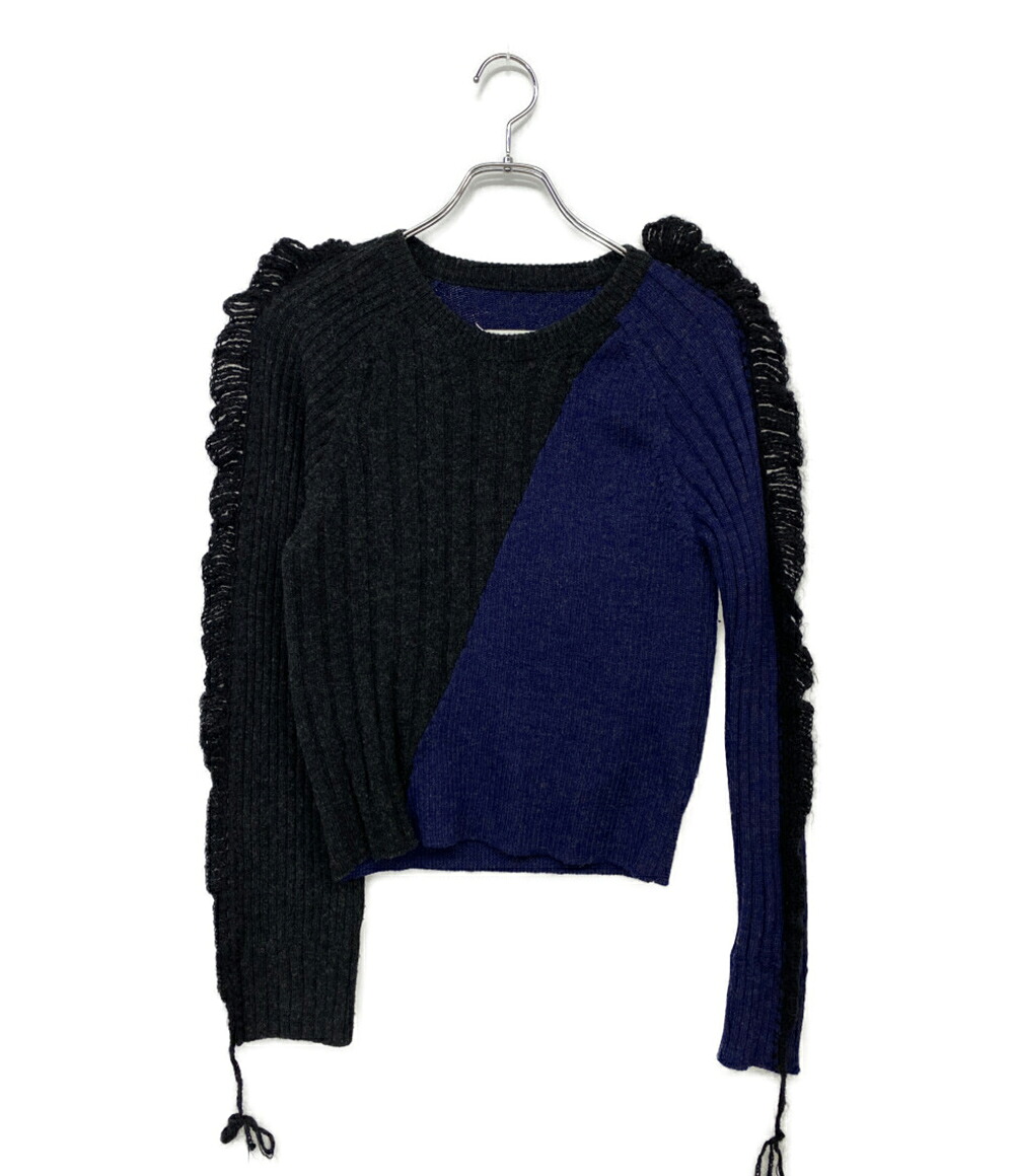 【中古】美品 メゾンマルジェラ フリンジバイカラーニット 17AW S29HA0421 レディース SIZE XS Maison Margiela 1