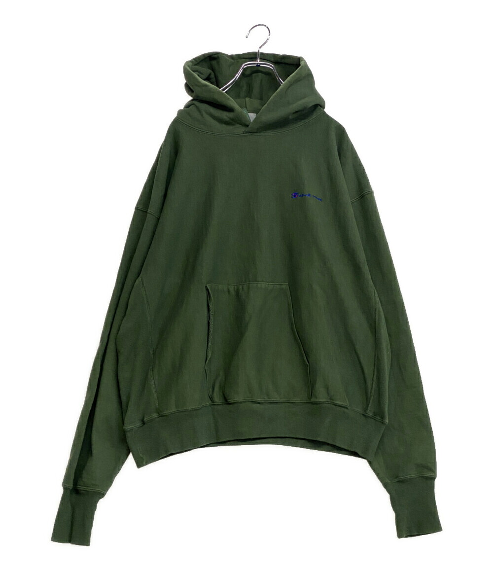 【中古】 仙マイケル パーカー ロゴタイプ刺しゅうフーディ 緑であること メンズ SIZE L SAINT MICHAEL