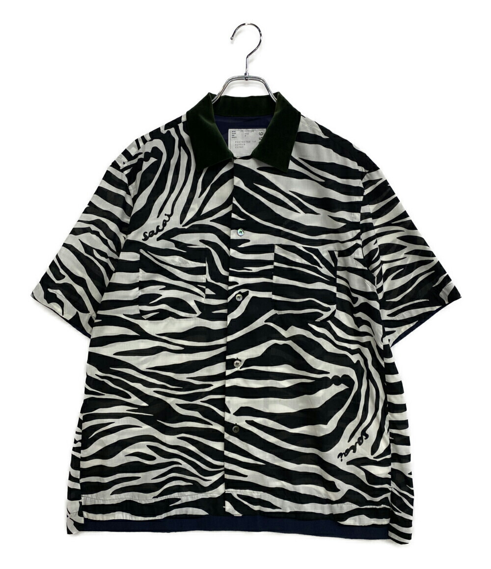 【中古】 サカイ 20-02256M 明けっ広げ色合い半袖プルオーバー ゼブラ 2020SS メンズ SIZE 2 sacai