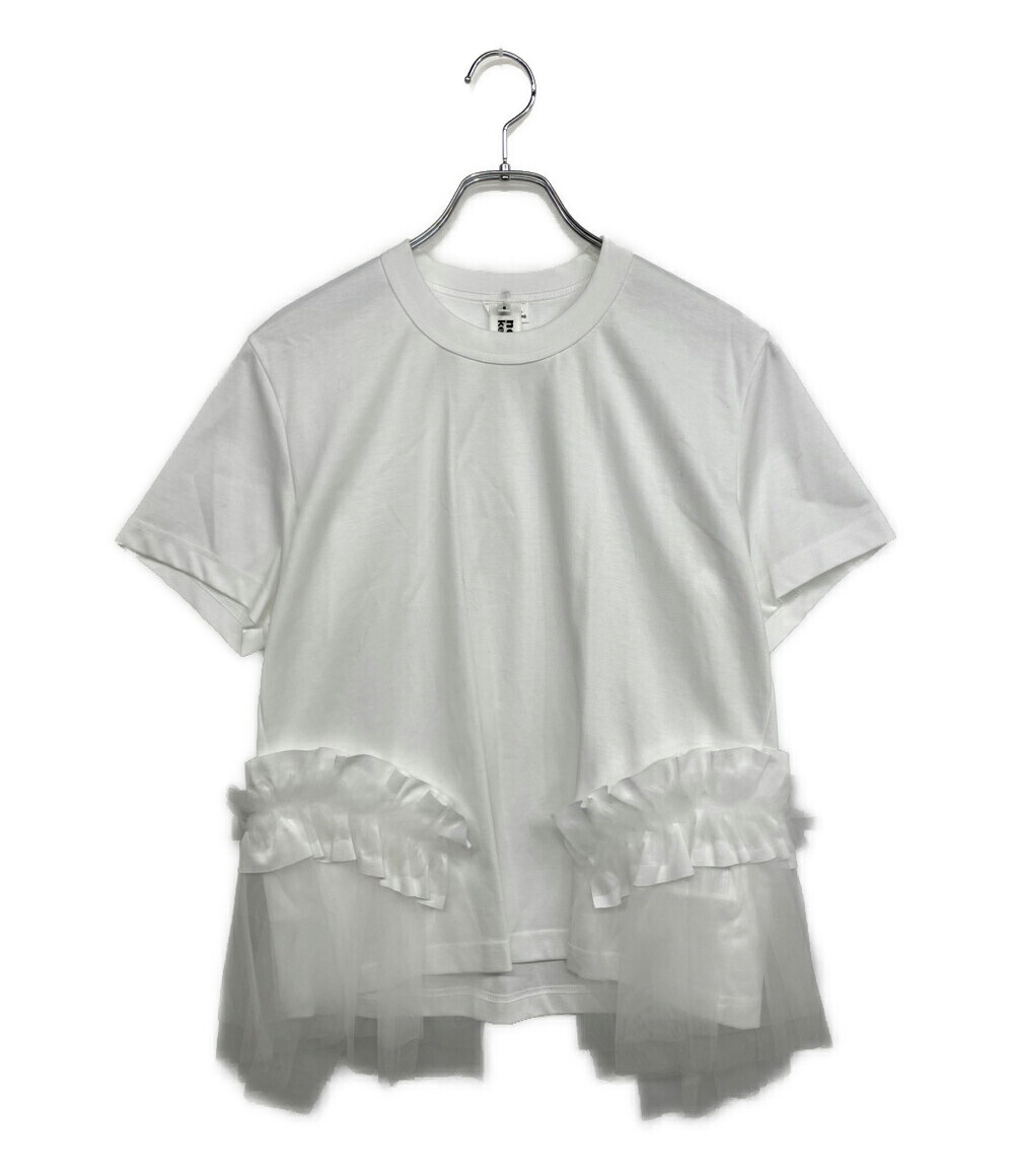【中古】美品 ノワールケイニノミヤ 半袖Ｔシャツ チュールフリルデザインカットソー 25SS 3O-T027 レディース SIZE S noir kei ninomiya