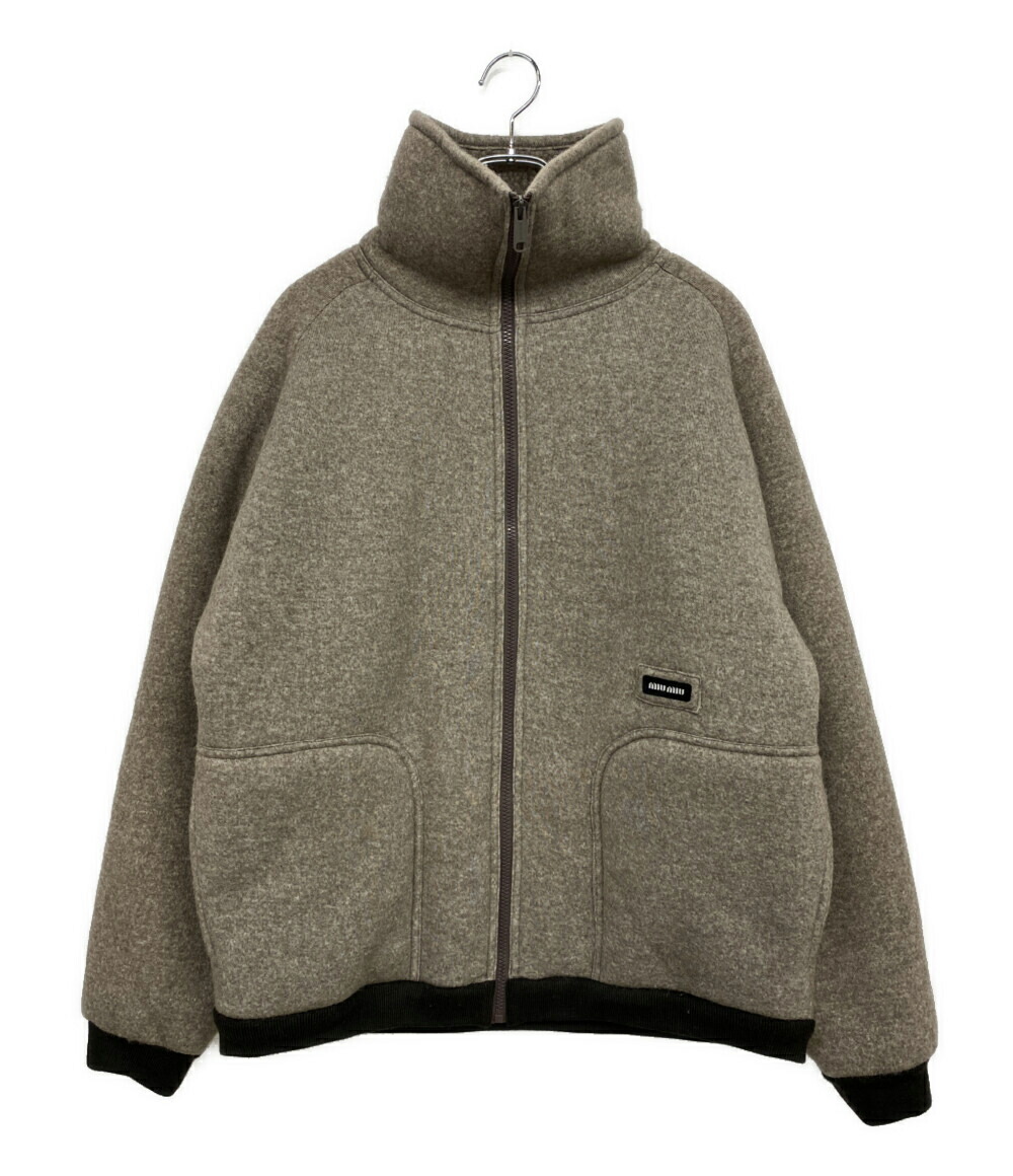 【中古】美品 ミュウミュウ コットンフリースジッパー ブルゾンジャケット 25AW ML1369 レディース SIZE 42 MIU MIU