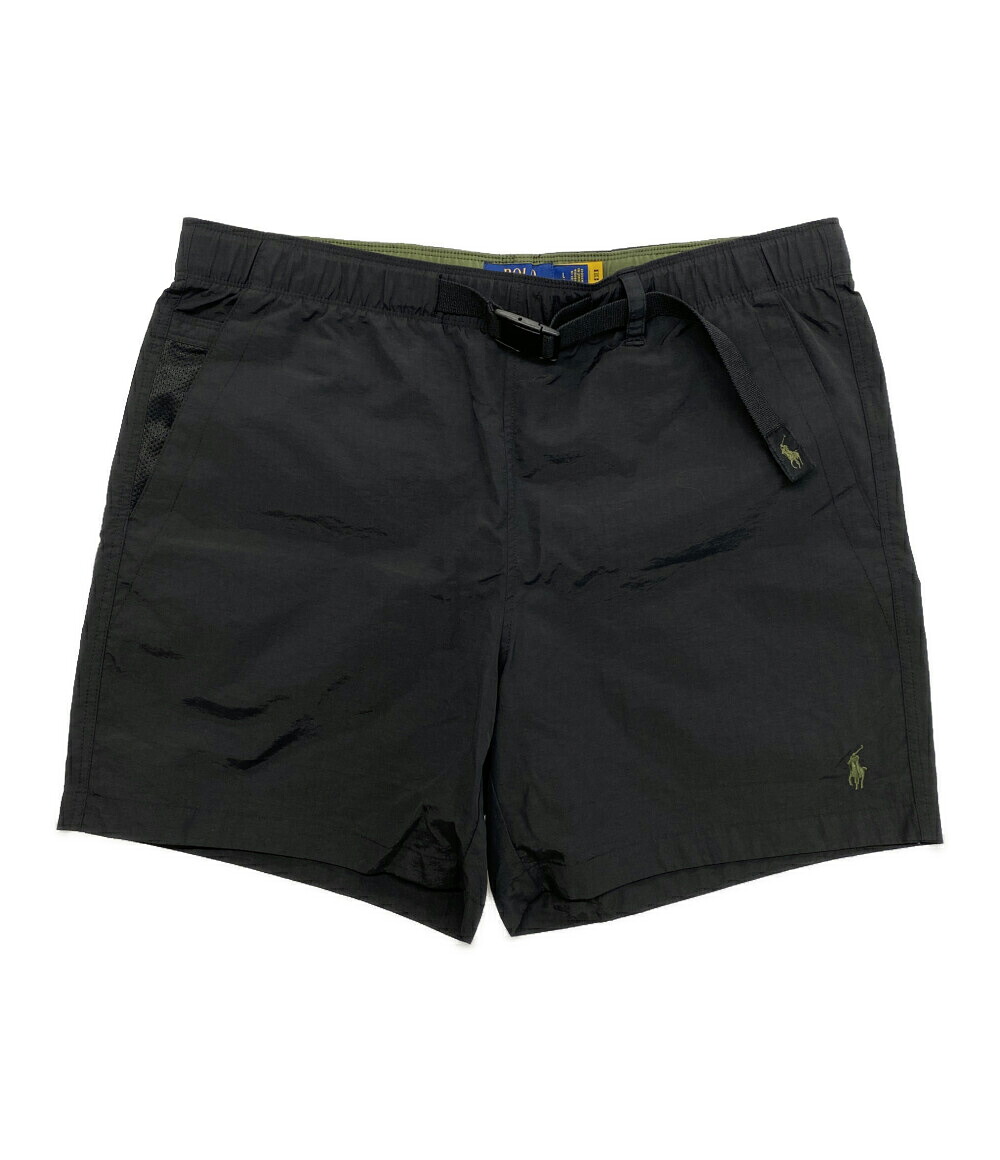 【中古】美品 ポロ・ラルフローレン ショートパンツ ナイロン ブラック PERFORMANCE ウェビングベルト メンズ SIZE L POLO RALPH LAUREN
