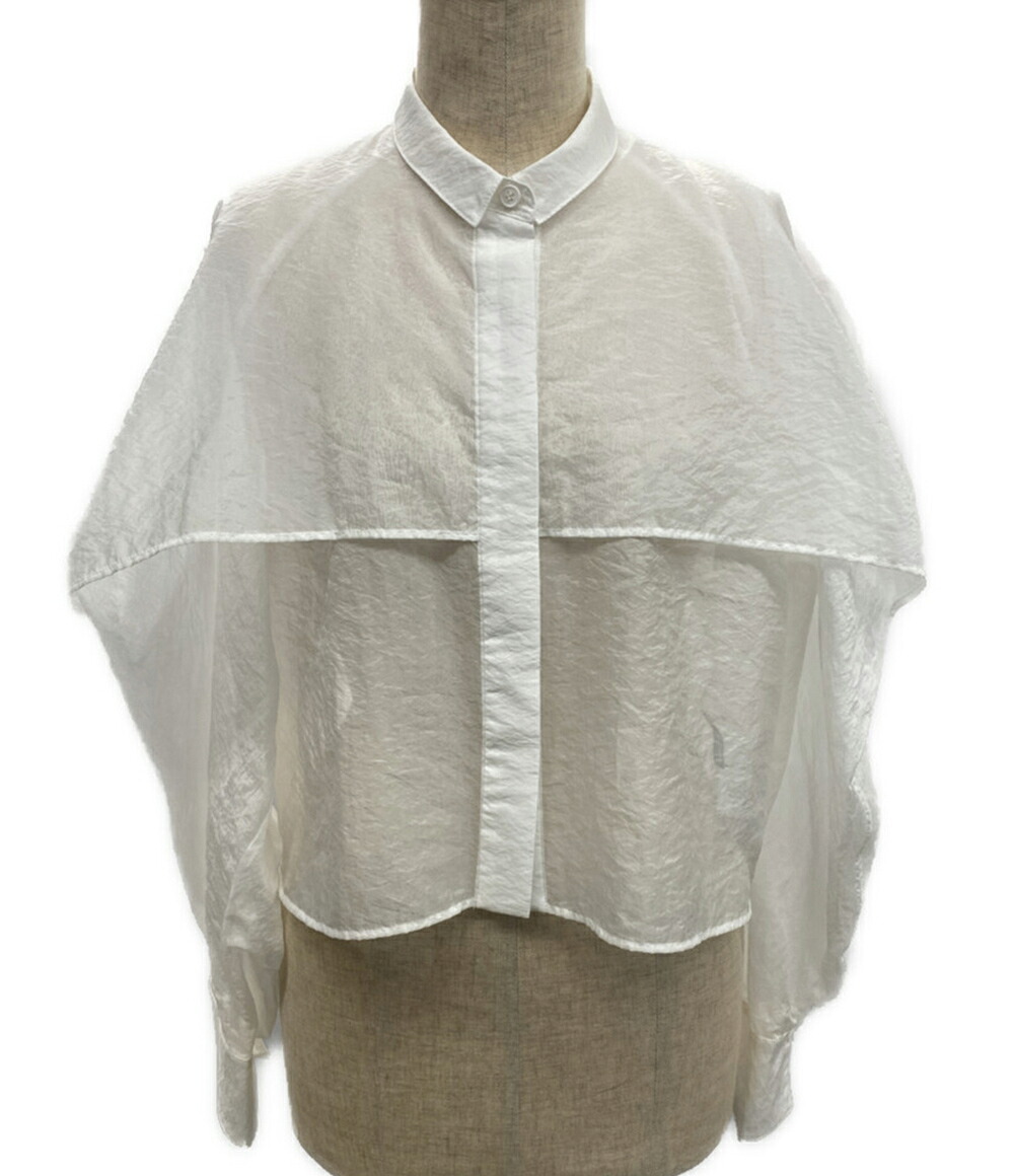 【中古】 スタイリング オーガンジー ホワイト 長袖ショートシャツ レディース SIZE F styling/