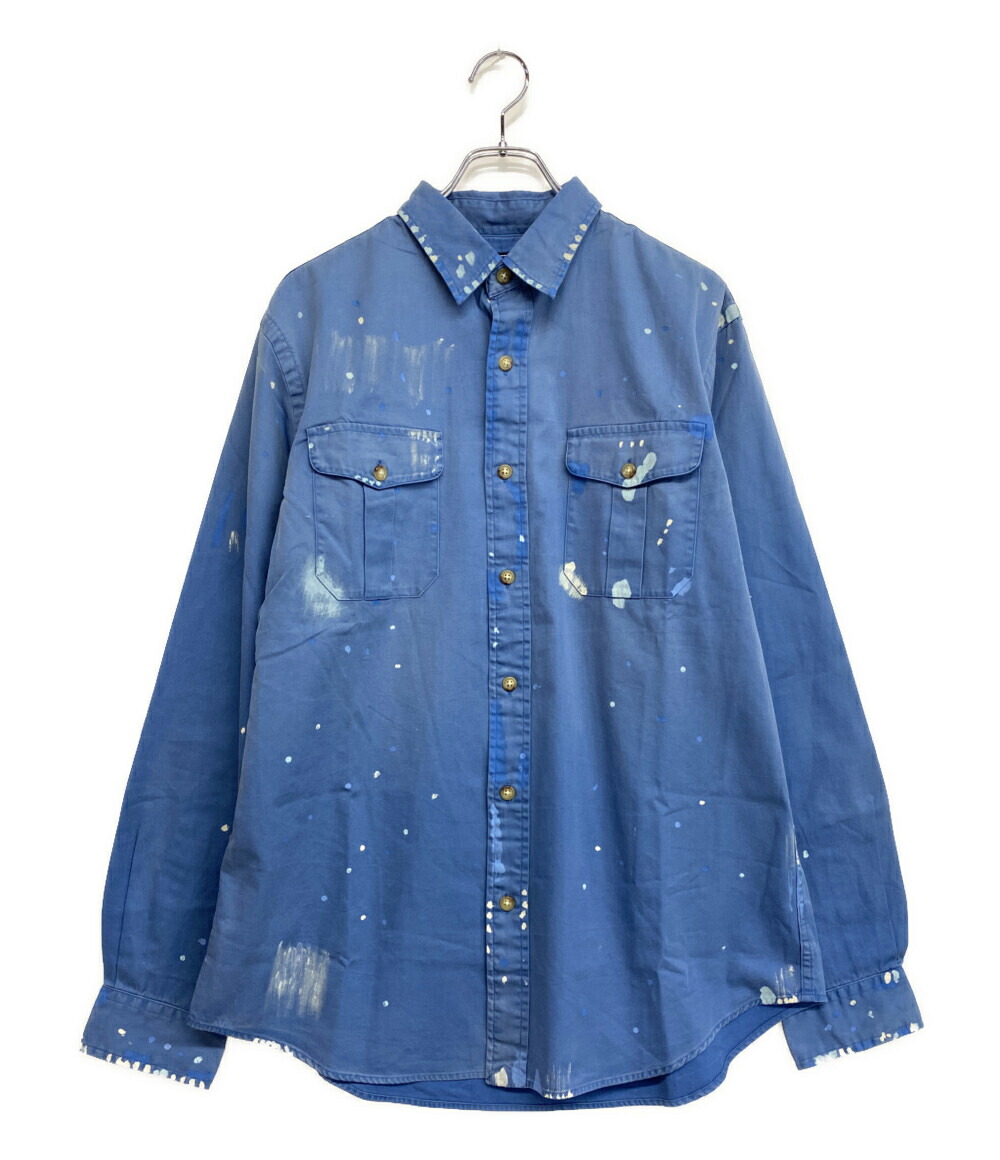 【中古】美品 ポロ・ラルフローレン 長袖シャツ CLASSIC FIT PAINTED CHINO WORKSHIRT BLU メンズ SIZE L POLO RALPH LAUREN