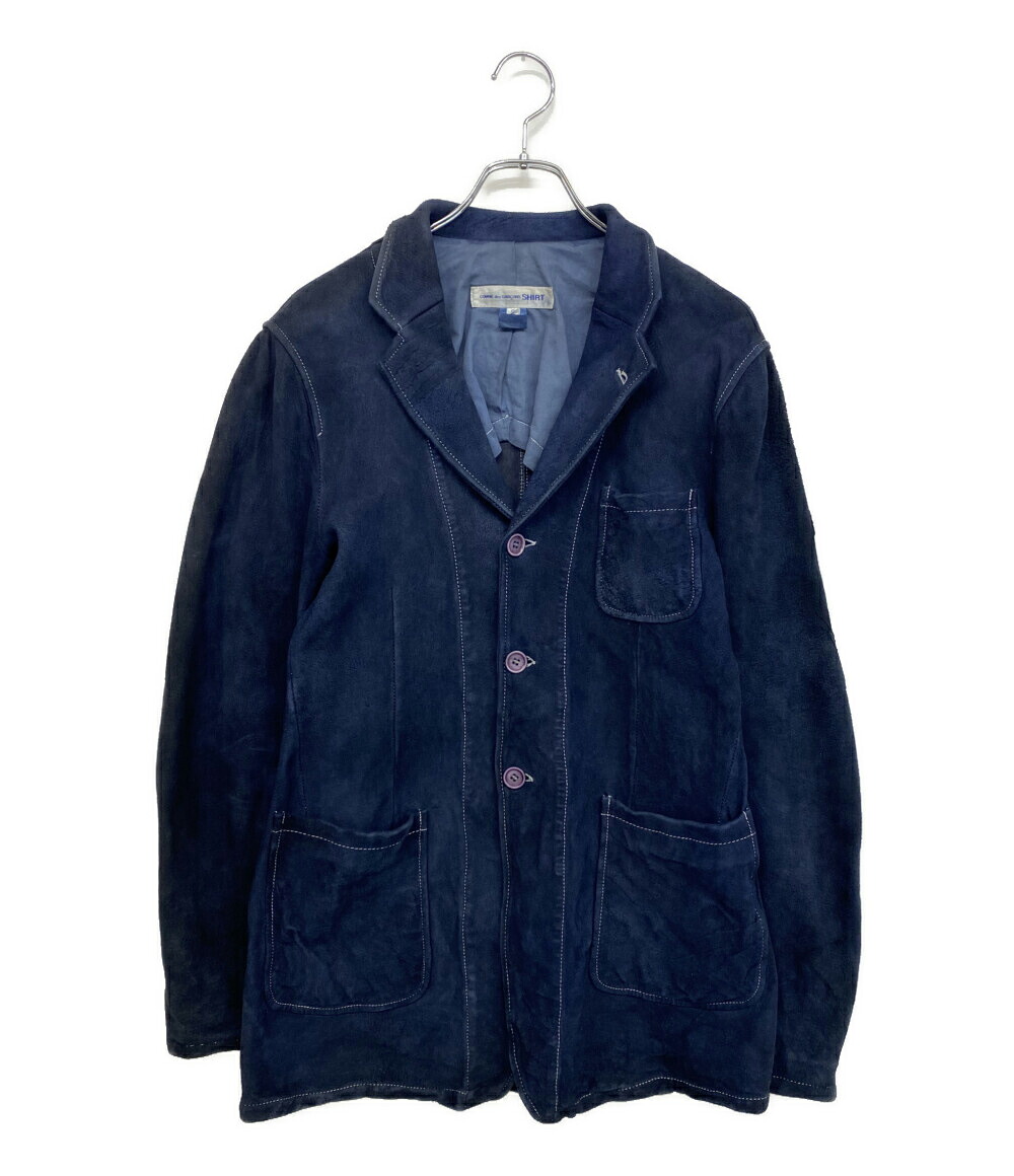 【中古】 コムデギャルソンシャツ レザーテーラードジャケット 羊革 ネイビー 05SS S13085 メンズ SIZE S COMME des GARCONS SHIRT