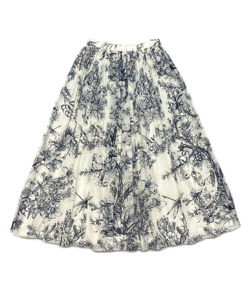 【中古】 クリスチャンディオール 211J65A3771 ボタニカル柄フレアスカート white&times;blue レディース SIZE F34 Christian Dior｜Rehello by BOOKOFF