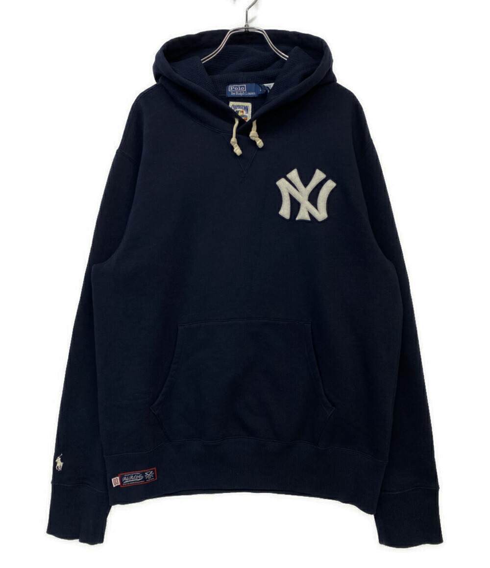 【中古】 ポロ・ラルフローレン パーカー ヤンキース フーディ COOPERSTOWN YANKEES メンズ SIZE L POLO RALPH LAUREN メンズファッション-パーカー