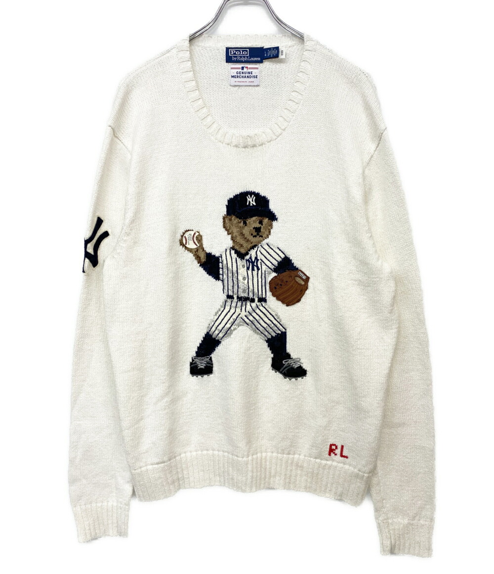 【中古】美品 ポロ・ラルフローレン ニット ヤンキース ベア セーター GENUINE MERCHANDISE メンズ SIZE L POLO RALPH LAUREN｜Rehello by BOOKOFF