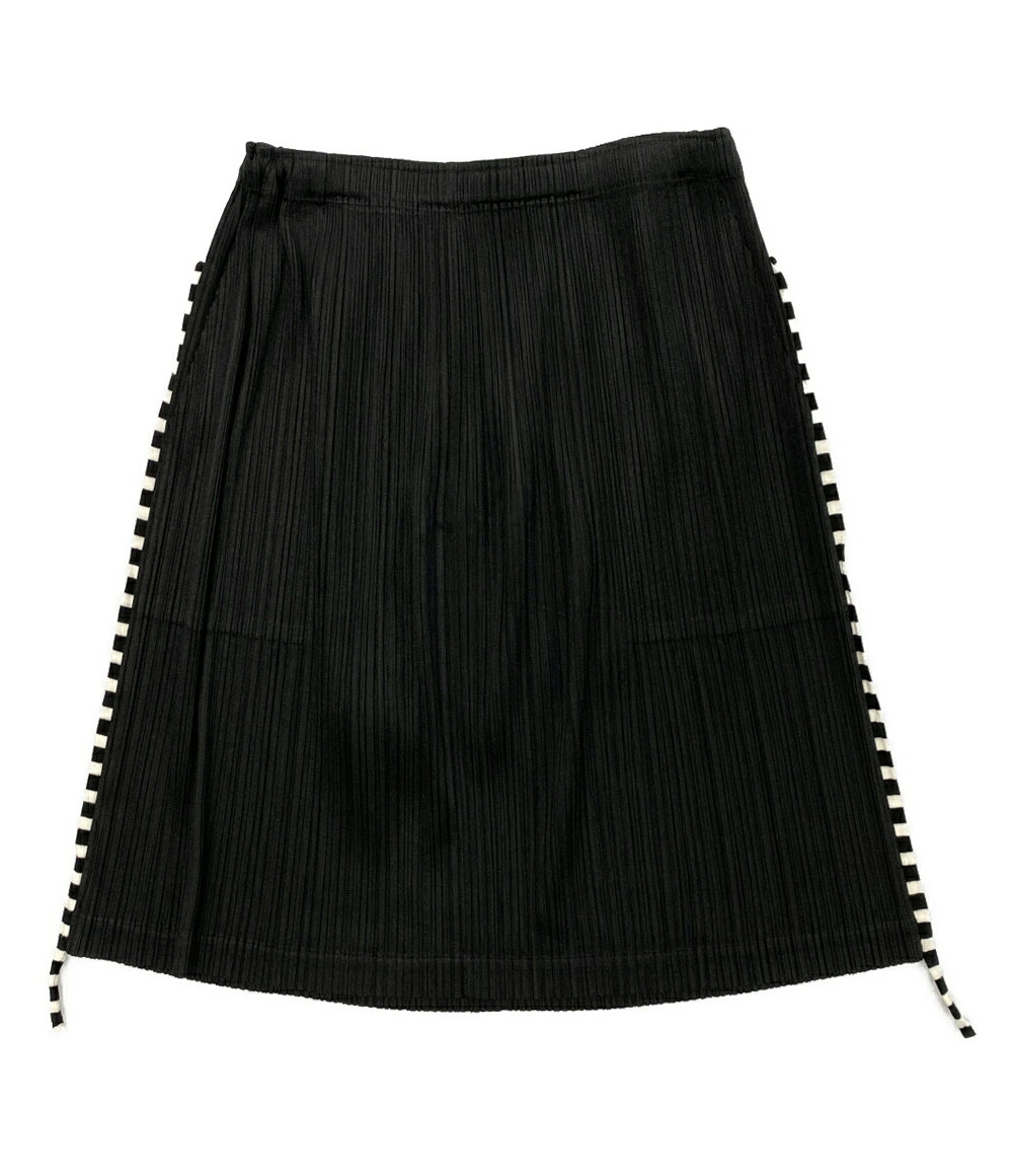 【中古】 筋目プリーズ サイドボーダーラインオーバースカート  PP01-JG722  レディース SIZE 3 PLEATS PLEASE