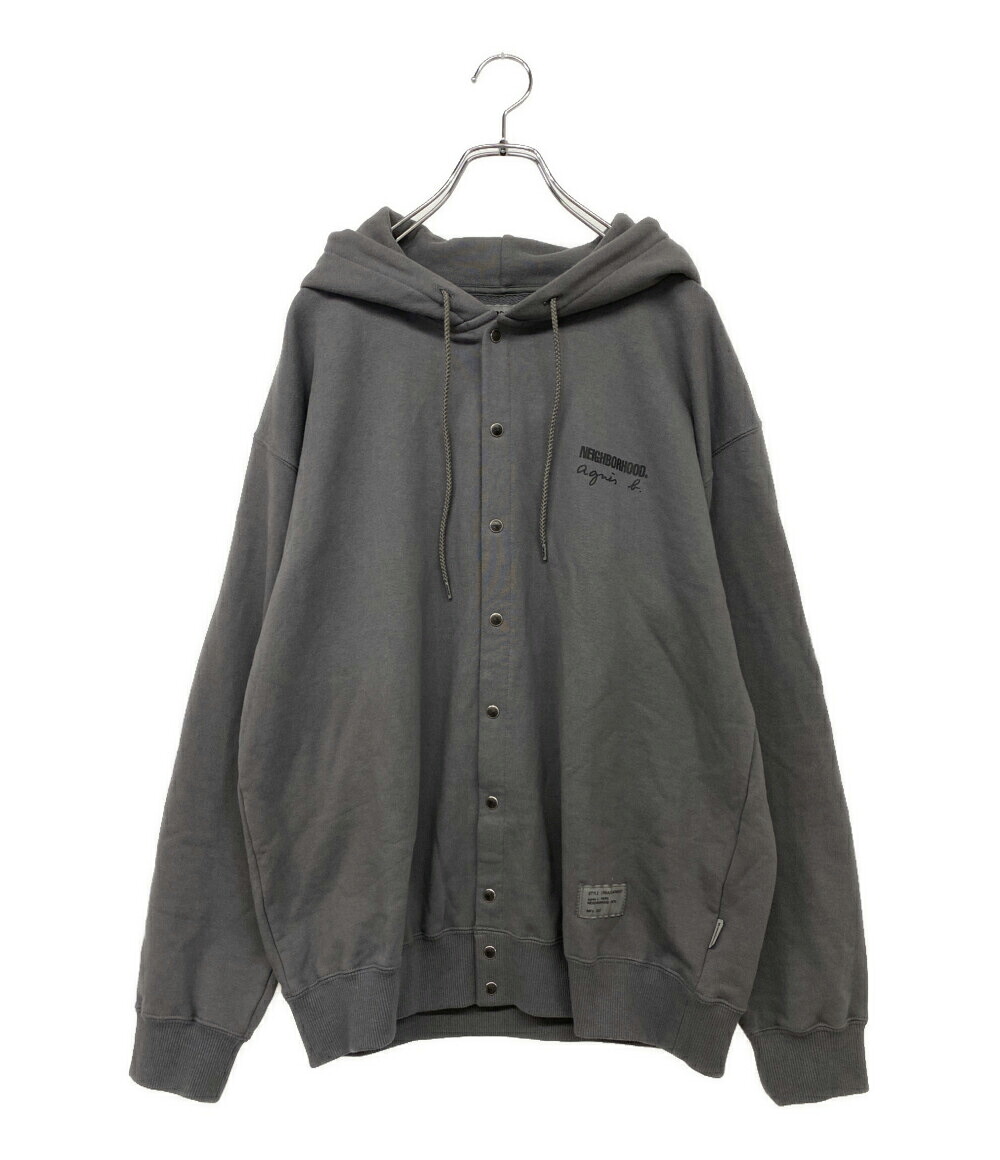【中古】 ネイバーフッド アニエスベー パーカー EDK7SFK1 スナップボタン 薄墨色 メンズ SIZE L NEIGHBORHOOD×agnes b.