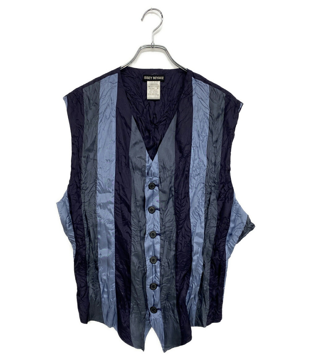【中古】 イッセイミヤケ 縞模様より良い シワ産業 ME47-FE003 メンズ SIZE M ISSEY MIYAKE