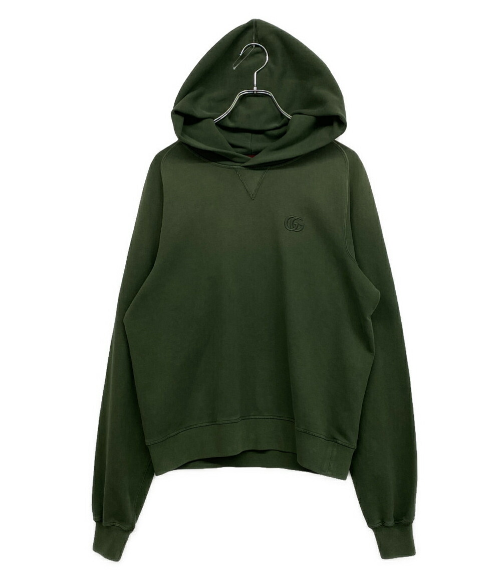 【中古】 グッチ スウェットパーカー 綿織物プルオーバー  緑であること メンズ SIZE XS GUCCI