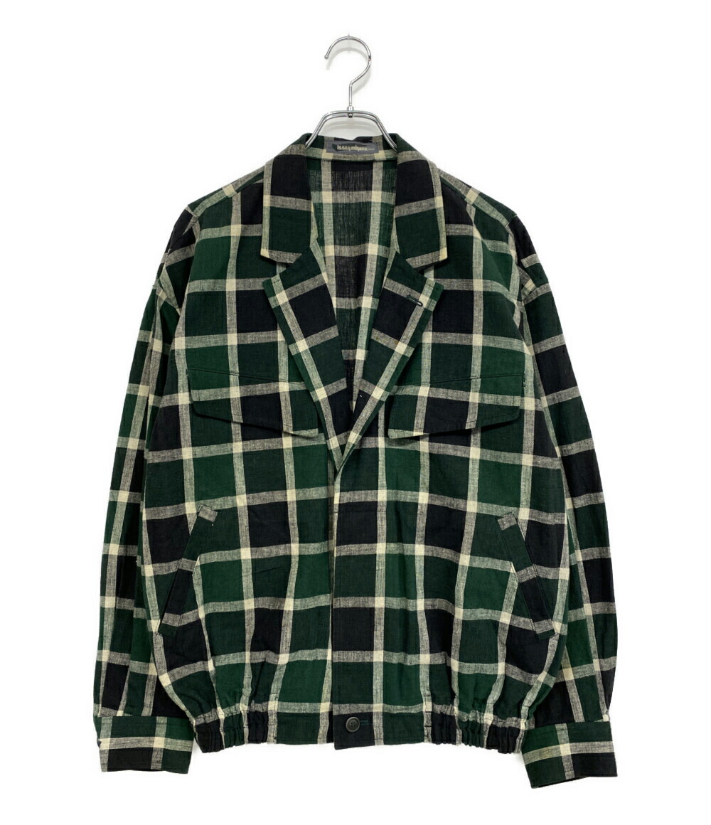 【中古】 イッセイミヤケ メン ジャケット 筆タグ チェック グリーン 80s LG31986 メンズ SIZE M ISSEY MIYAKE MEN|Rehello by BOOKOFF