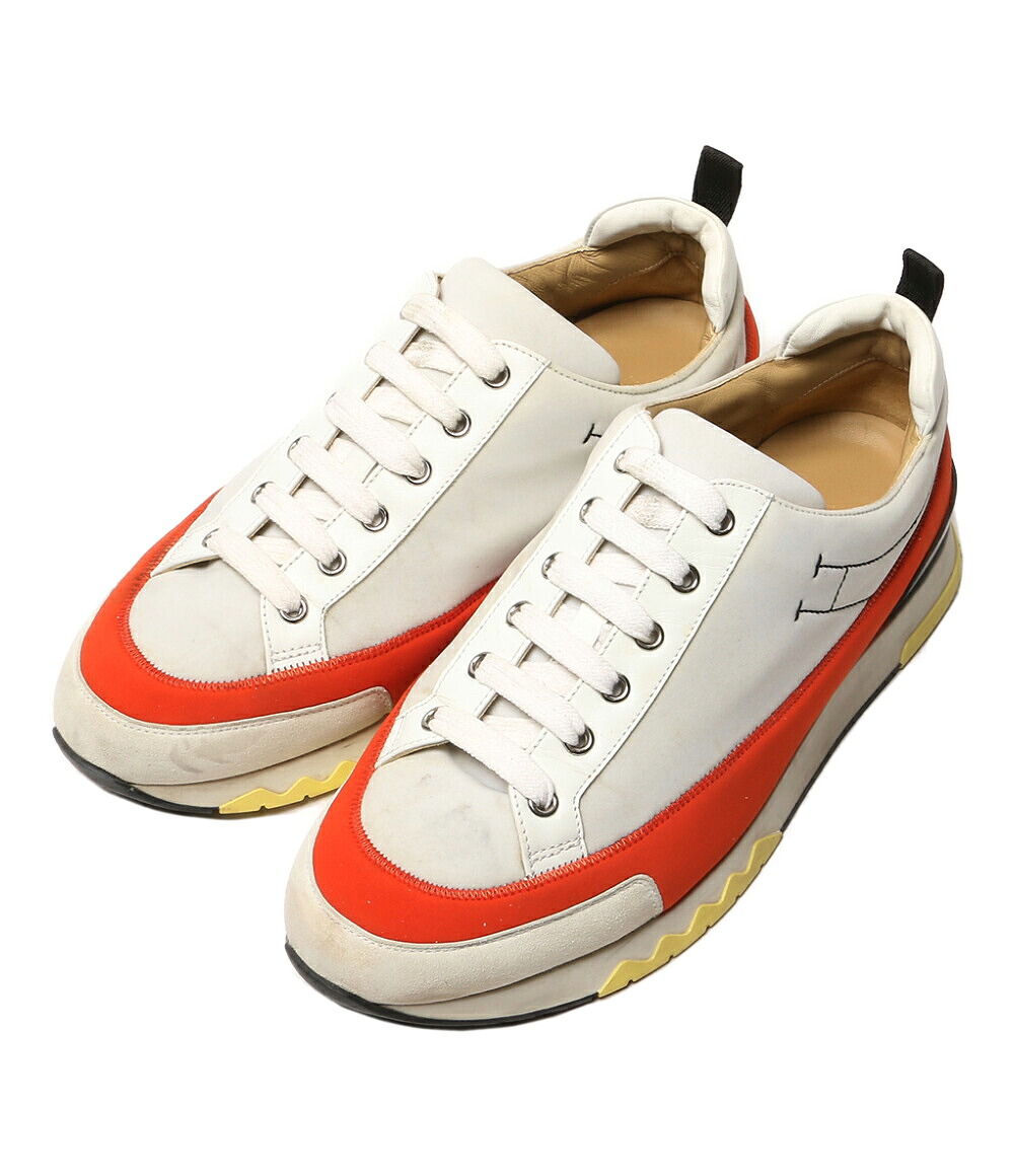 【中古】 エルメス スニーカー ラピッド H編み目 白いこと オレンジ色 181332ZH メンズ SIZE 43 1/2 HERMES