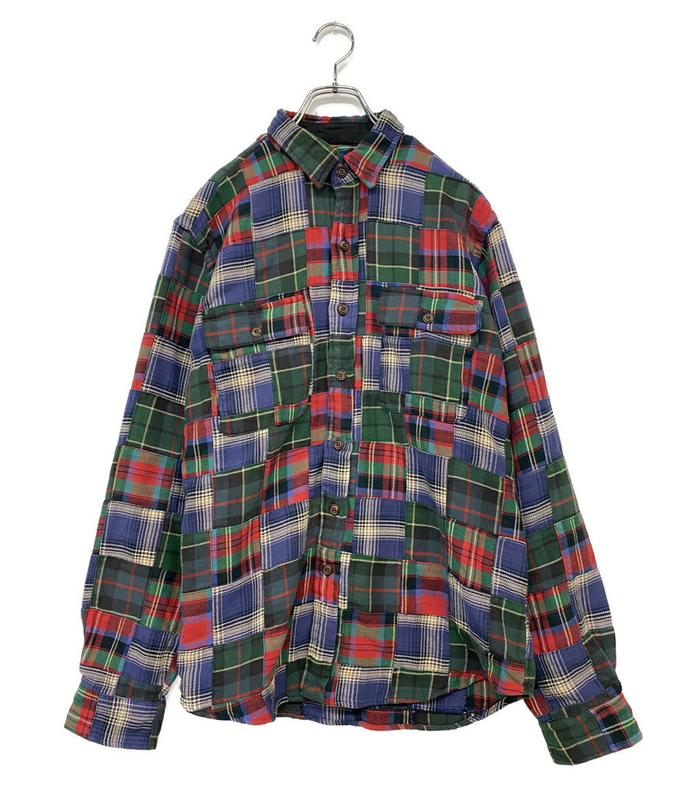 【中古】美品 ポロ・ラルフローレン スエードパッチ ワークシャツ クラシック フィット チェック メンズ SIZE M POLO RALPH LAUREN|Rehello by BOOKOFF