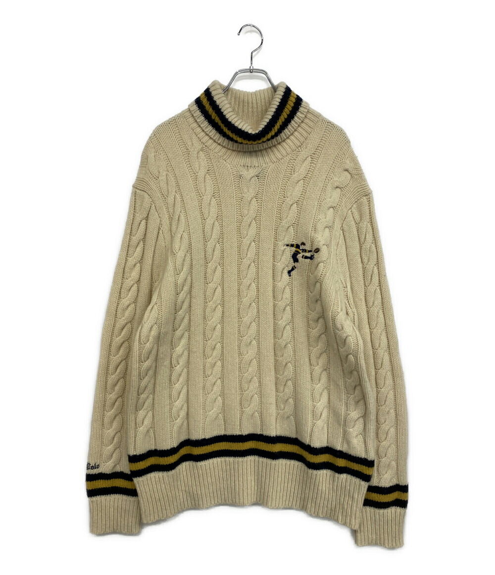 【中古】美品 ポロ・ラルフローレン 編み物 CABLE KNIT WOOL BLEND TURTLENECK SW メンズ SIZE L POLO RALPH LAUREN