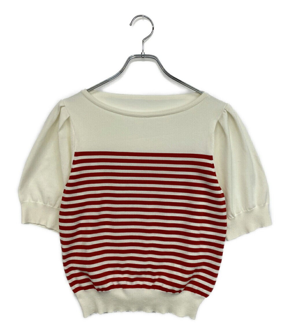 【中古】美品 フォクシー 半袖編み物 CANDY STICK Striped Cut sew 42123-KSTOF10LO レディース SIZE 38 foxey