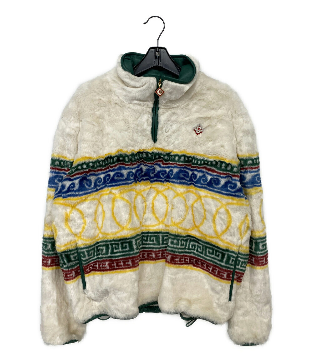 【中古】美品 カサブランカ 毛皮上衣 Jacquard Faux Fur Pullover Jacket MF24-OT-123-01 メンズ SIZE L Casablanca