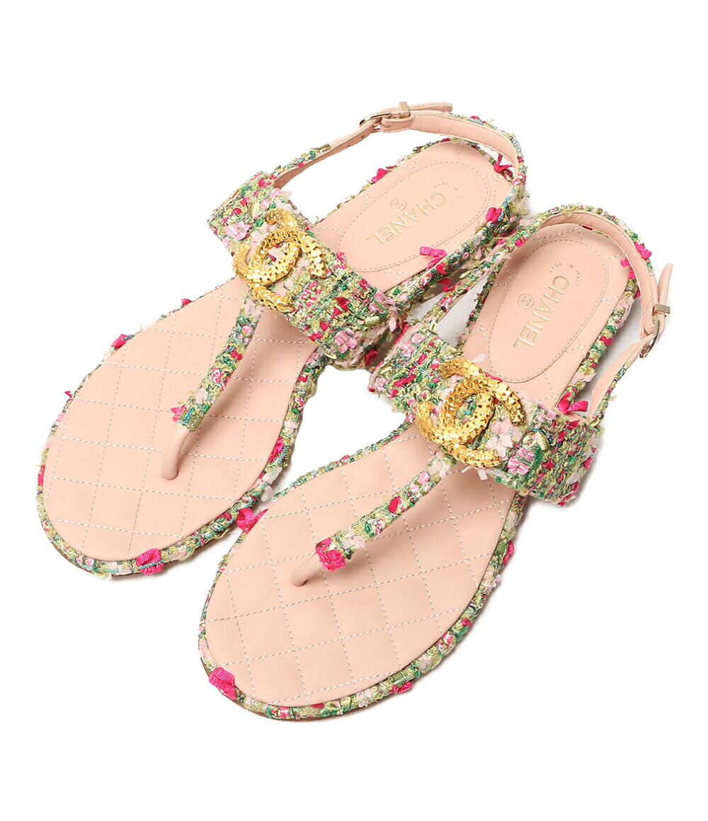 【中古】 シャネル ツイードサンダル ココマーク G36881 レディース SIZE 37.5C CHANEL|Rehello by BOOKOFF