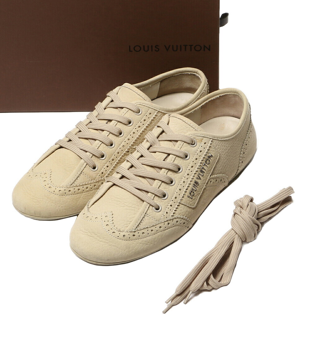 【中古】 ルイ・ヴィトン スニーカー ウィングチップ ソフトレザー ベージュ系 G0-0131 レディース SIZE 38 LOUIS VUITTON|Rehello by BOOKOFF