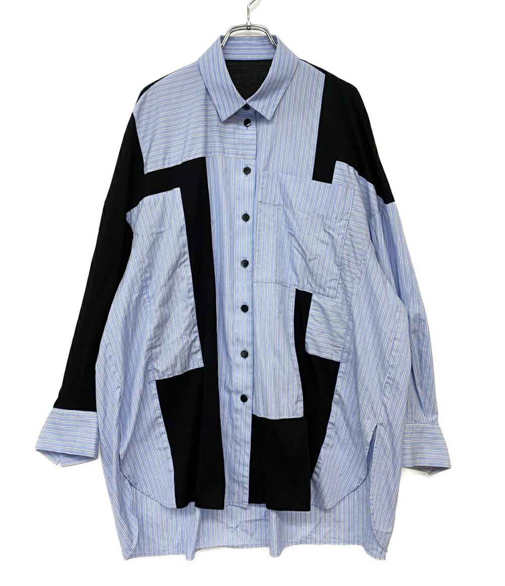 【中古】 エンフォルド 長袖シャツ 26SS 300JS530-3761 PATCHWORK SHIRT レディース SIZE 38 ENFOLD｜Rehello by BOOKOFF