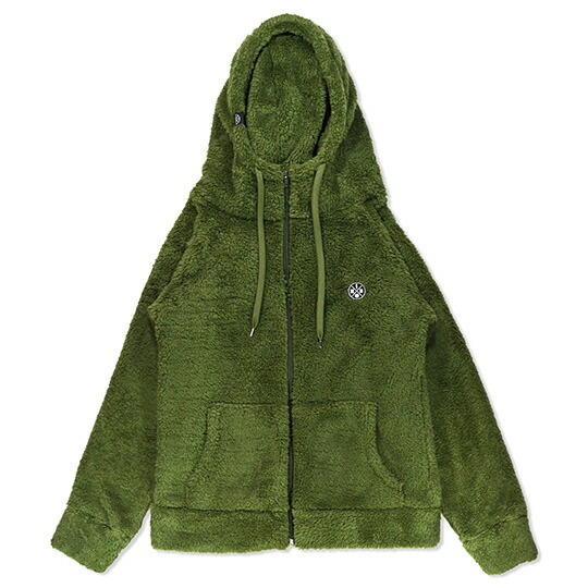 HXB【SILKY BOA HOODIE】OLIVE 篭球 ボアフリース ジップフーディー
