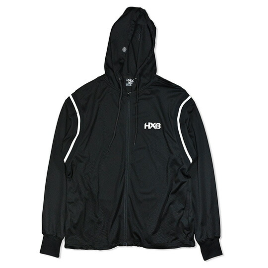 HXB W Mesh Zip Parka【SLASH】 BLACK 篭球 Wメッシュジップアップパーカ