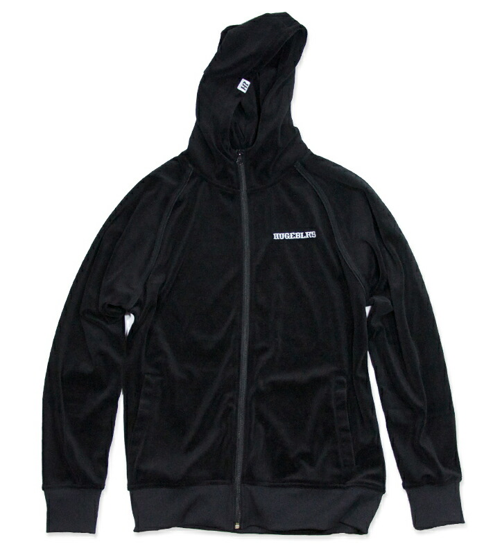 30% OFF SALE!! ■HUGEBLOCKS■【VELOUR ZIP PARKA】Black アウター ベロアJKT  サイクルウェア