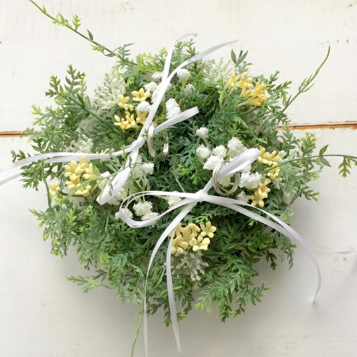 野花のリングピロー 完成品 贈り物 ナチュラル マリッジリング ブライダル 自然 結婚式 小物 ウエディング 挙式 ギフトボックス付き 指輪