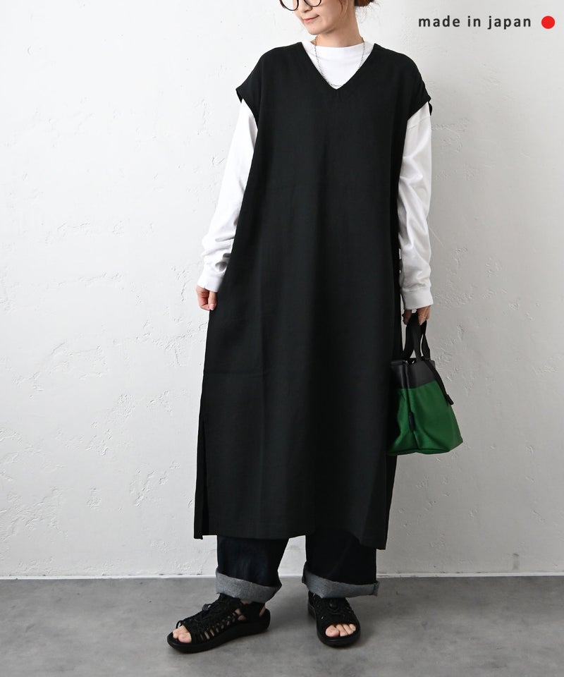 prit｜切替Vネックオーバーワンピース [[P91629]][C] 切替 Vネック オーバーワンピース 大人リラックス 春夏 黒 ONE SIZE｜ハグハグ