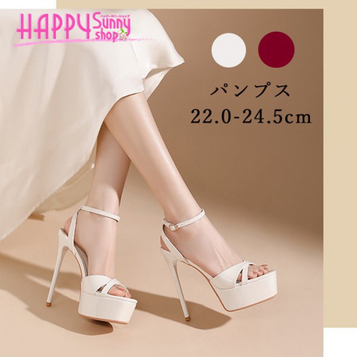 厚底サンダルレディースピンヒールアンクルストラップ12cmヒール美脚10cm以上プラットフォームストーム結婚式パーティー痛くない歩きやすい白赤エナメル華奢見え22.0cm24.5cm小さいサイズ靴シューズおしゃれ上品ldx1|Hug Select
