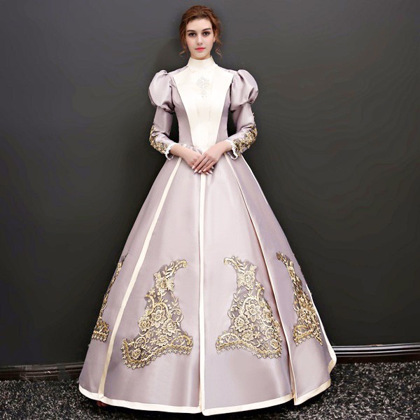 バルーンスリーブロングドレスステージお召しものとしても至適御姫様ドレスプリンセスライン中つ世ヨーロッパ小母さん貴族階級服c0m3