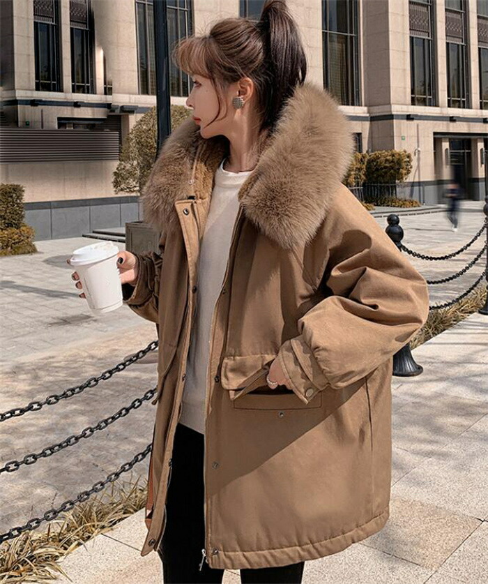 モッズコート レディース  裏起毛 厚地の外套 フェイクファージャケット  朦々たる 防寒  もこもこ 打つこと丈 アウター 心地よい ボンネット付き添い人 上衣  今めかしい  生あたたかい 秋冬 ゆったり 体型押しかぶせる