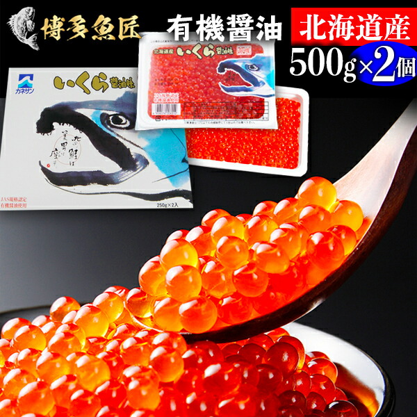 【 北海道産 】【 新物 】 天然秋鮭卵 いくら 醤油漬け 有機醤油 500g (250g×2個) ×2 最高級 3特グレード カネサン 佐藤水産 秋鮭 海産物 いくら お取り寄せ ギフト 贈答品 送料無料 海鮮 もらって 嬉しい ギフト グルメ 父の日
