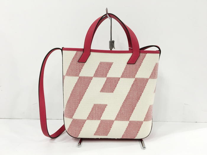 エルメス Hアンビエ トートバッグ U刻印 Hトワルキャンバス レッド ホワイト 未使用 箱保存袋付き｜SHEER