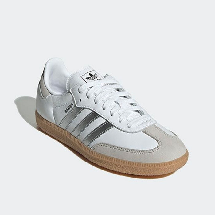 人気ホワイト＆メタリック【ADIDAS】サンバ OG レザースニーカー アディダス オリジナルス adidas Originals SAMBA OG サンバ