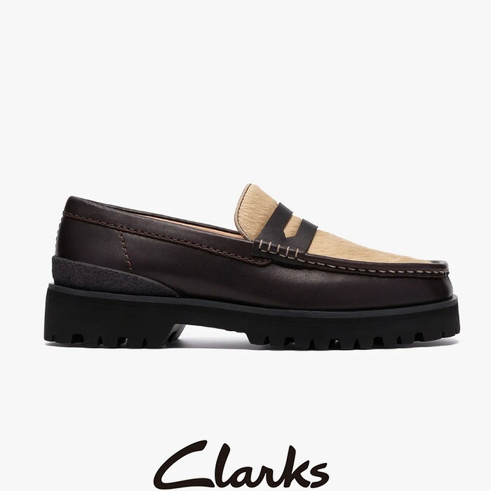 CLARKS (クラークス) Yukoner Penny / ユーコナーペニー （ブラウンコンビレザー） 26185708 ペニー 置き目毛革