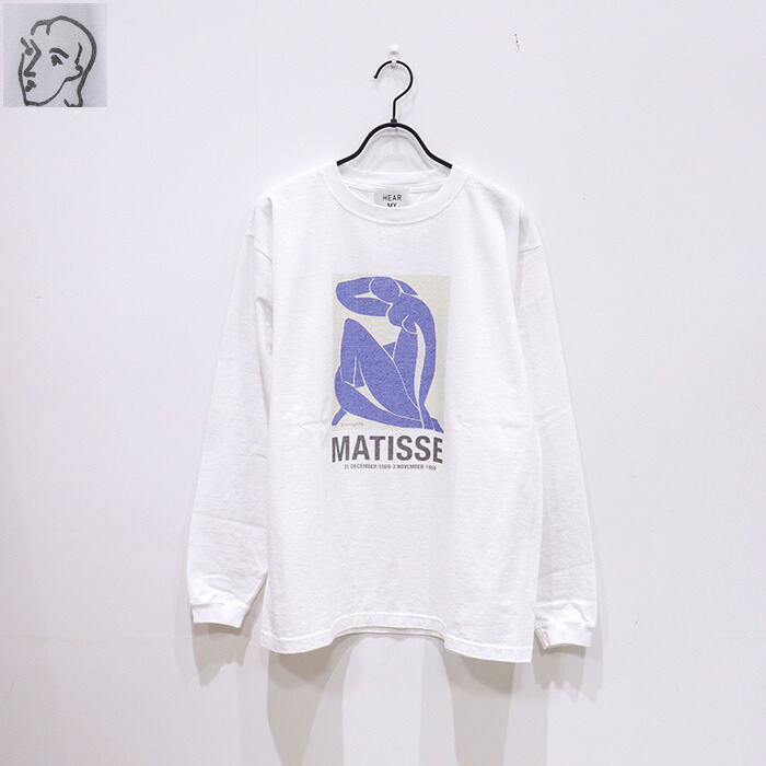 【SALE 20％OFF】HEAR MY NAME（ヒアマイネーム）Henri Matisse　HMNBNS-25SS-01CS　プリント　別注　クルーネック　HLEX　NU BLEU 　BLACK IN FACE　Tシャツ　カットソー